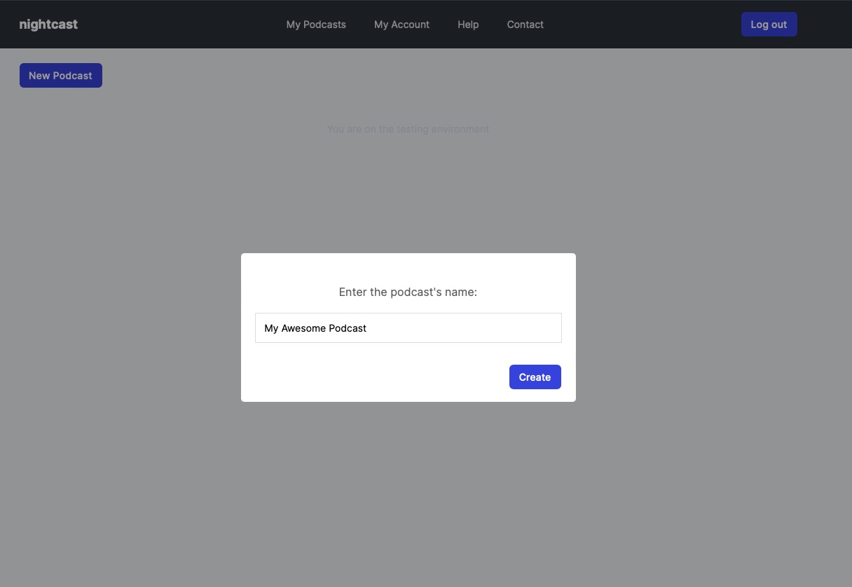 Creating a new podcast on Nightcast