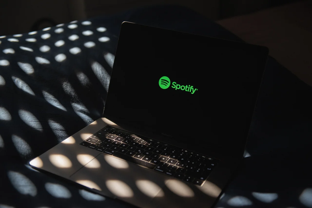 spotify logo on a laptop screen